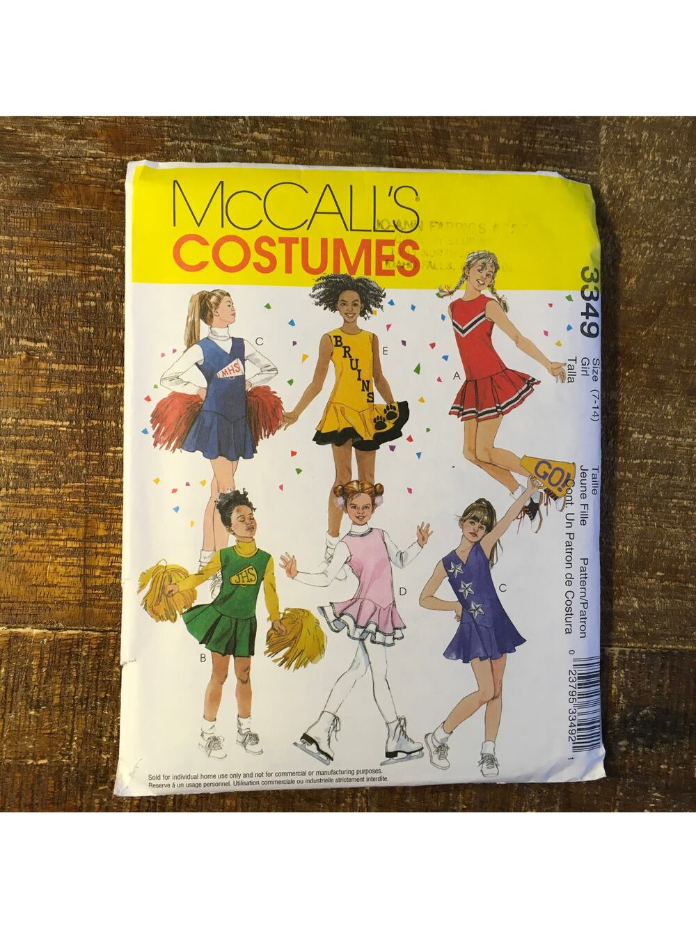 McCalls  Sewing Pattern 3349 Girls Cheerleader Ice Skating Costume 7-14 UNCUT